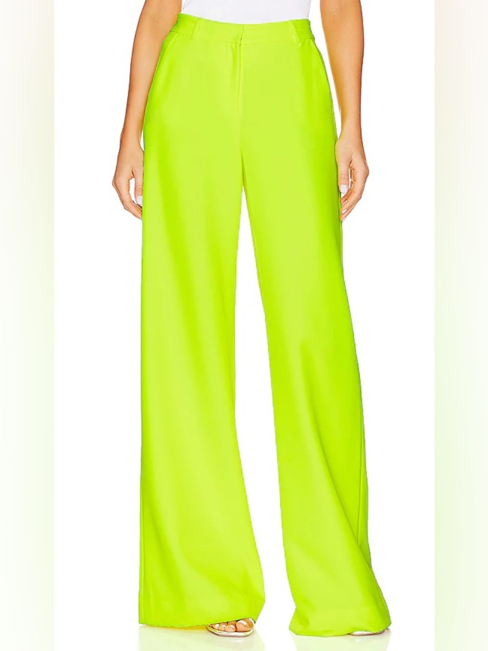 NWT L’AGENCE Pilar Wide Leg Pants Chartreuse Size 6